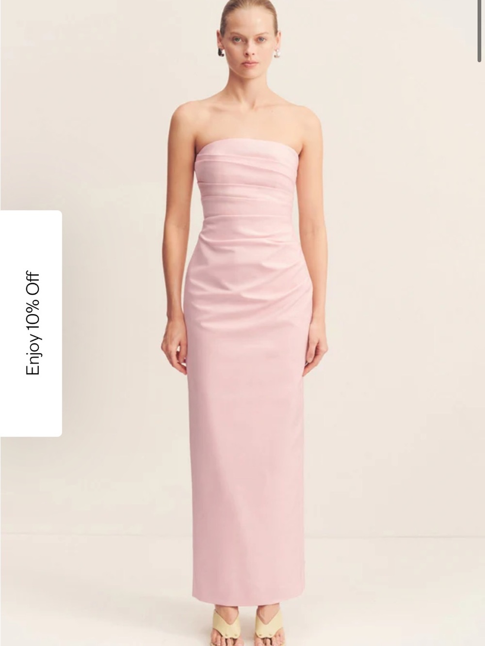 Shona Joy Strapless Blush Pink Ruched Sheath Dress
